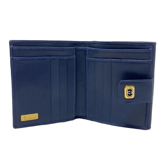 GUCCI Old Gucci/Flora - Cream Navy Multi Canvas Leather Double-hook Wallet - Picture 3 of 7